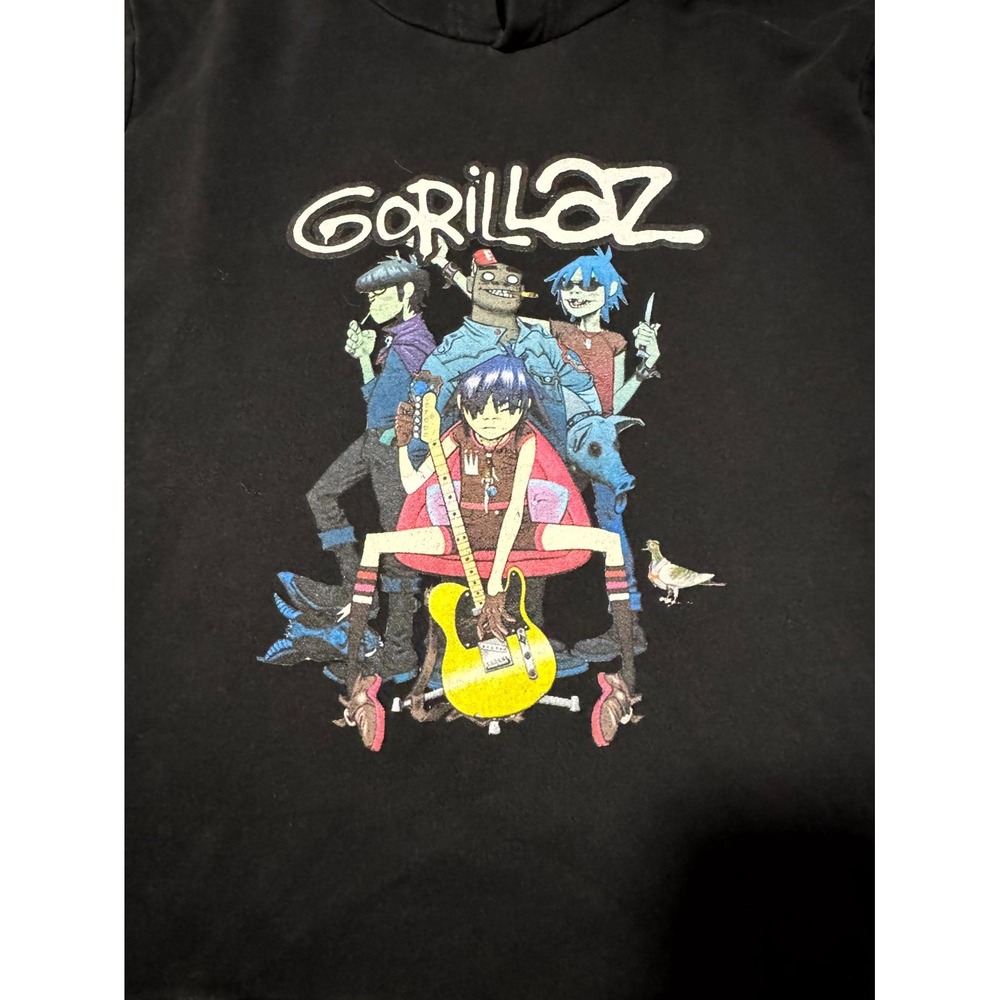 Gorillaz Hoodie Mens Large Black Graphic Pullover Sweatshirt Gildan Heavy Blend - Picture 5 of 7